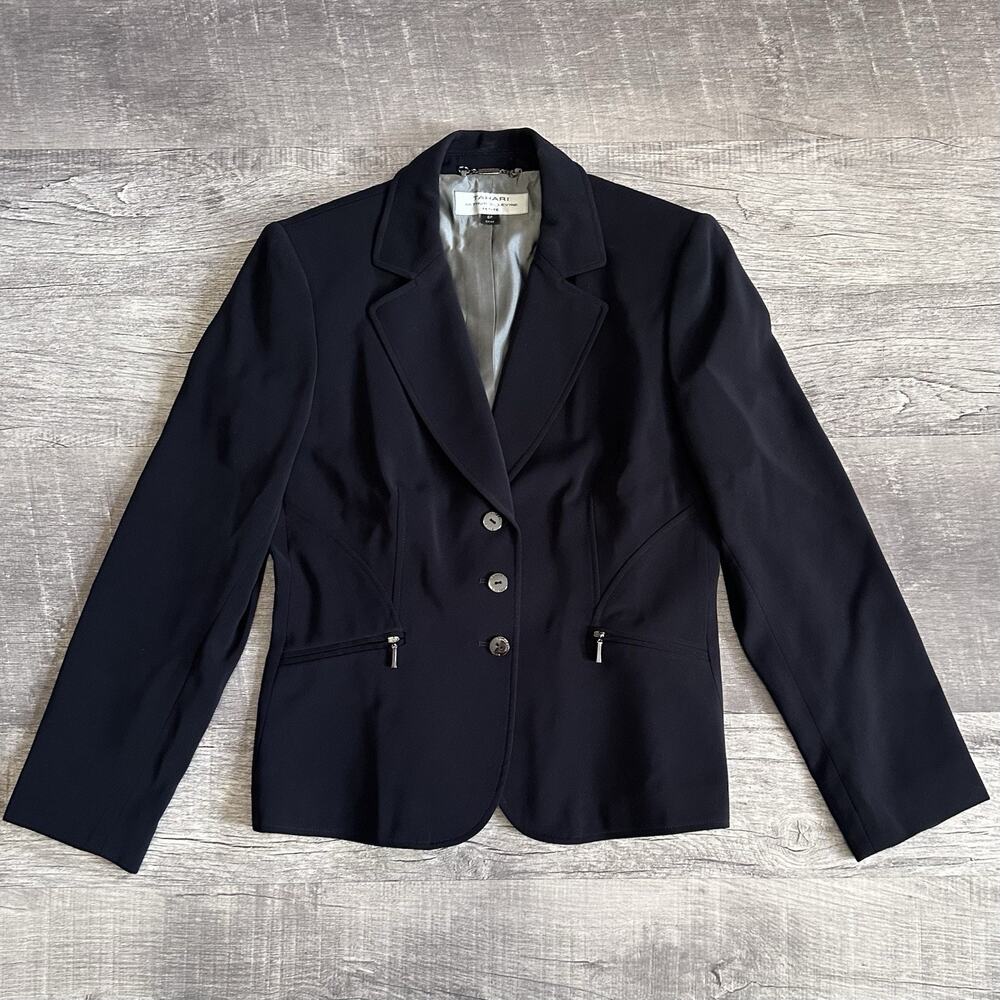 Tahari Arthur S Levine Tailored Black Blazer Suit Jacket Womens 6P Button Lined